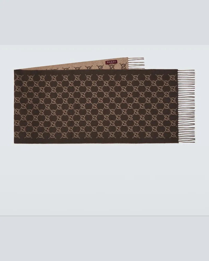 Gucci Schal GG aus Kaschmir Braun