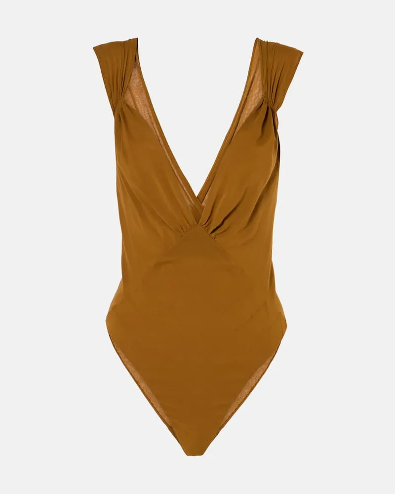Saint Laurent Body aus einem Seidengemisch Braun