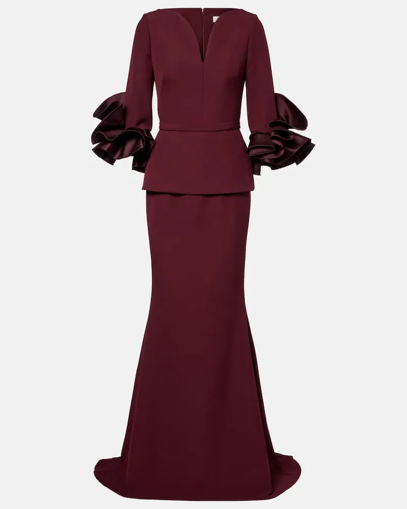 Safiyaa Robe Clemenza aus Crêpe Burgunderrot