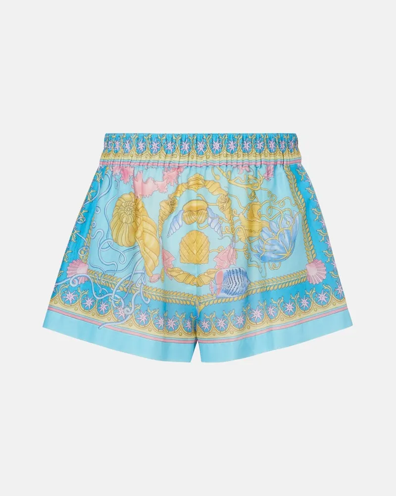 Versace Shorts Underwater Barocco aus Baumwolle und Seide Blau