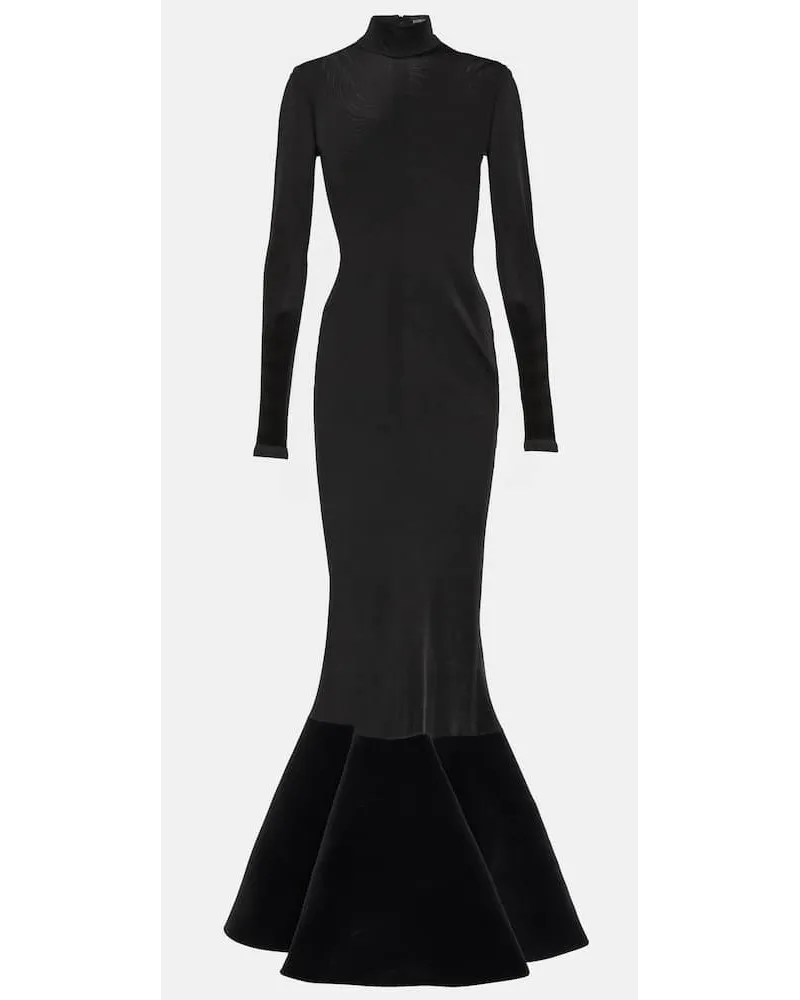 David Koma Robe aus Jersey mit Samt Schwarz