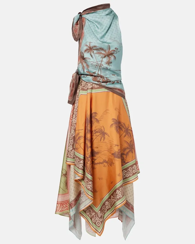 ALEMAIS Alémais Midikleid Alberta aus Seiden-Twill Multicolor