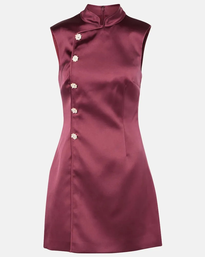Self-Portrait Minikleid aus Satin Rot