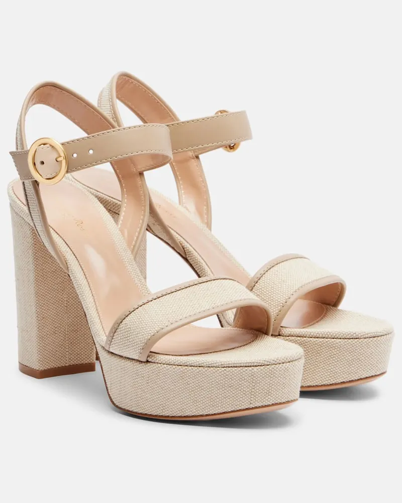 Gianvito Rossi Plateausandalen 70 mit Leder Beige