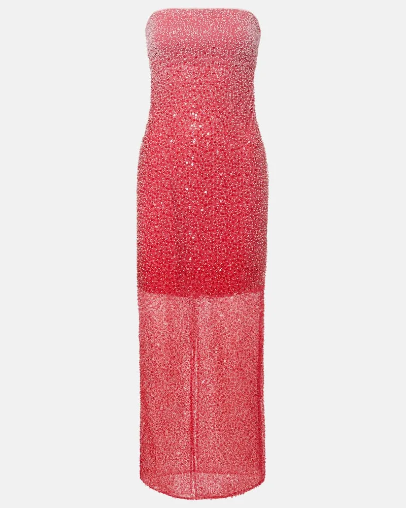 ROTATE Birger Christensen Verziertes Maxikleid mit Pailletten Rosa