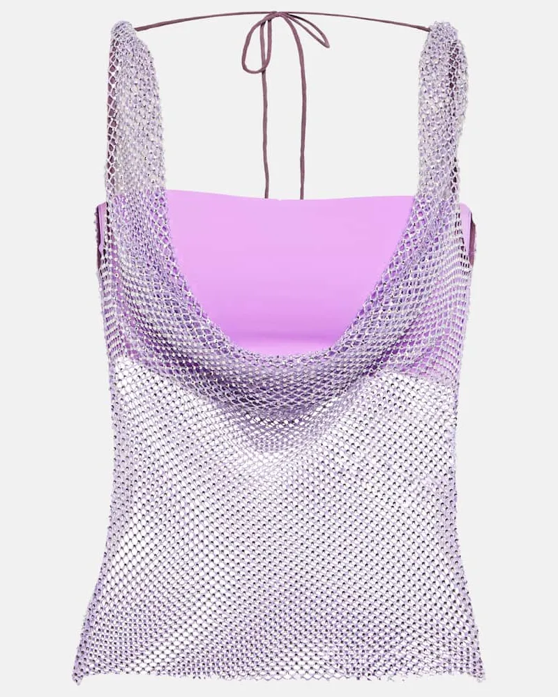 Giuseppe di Morabito Verziertes Top aus Mesh Silber