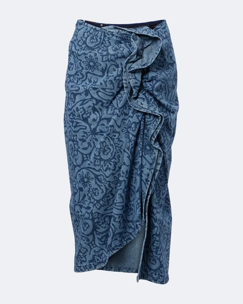 Dries van Noten Midirock aus Denim Blau