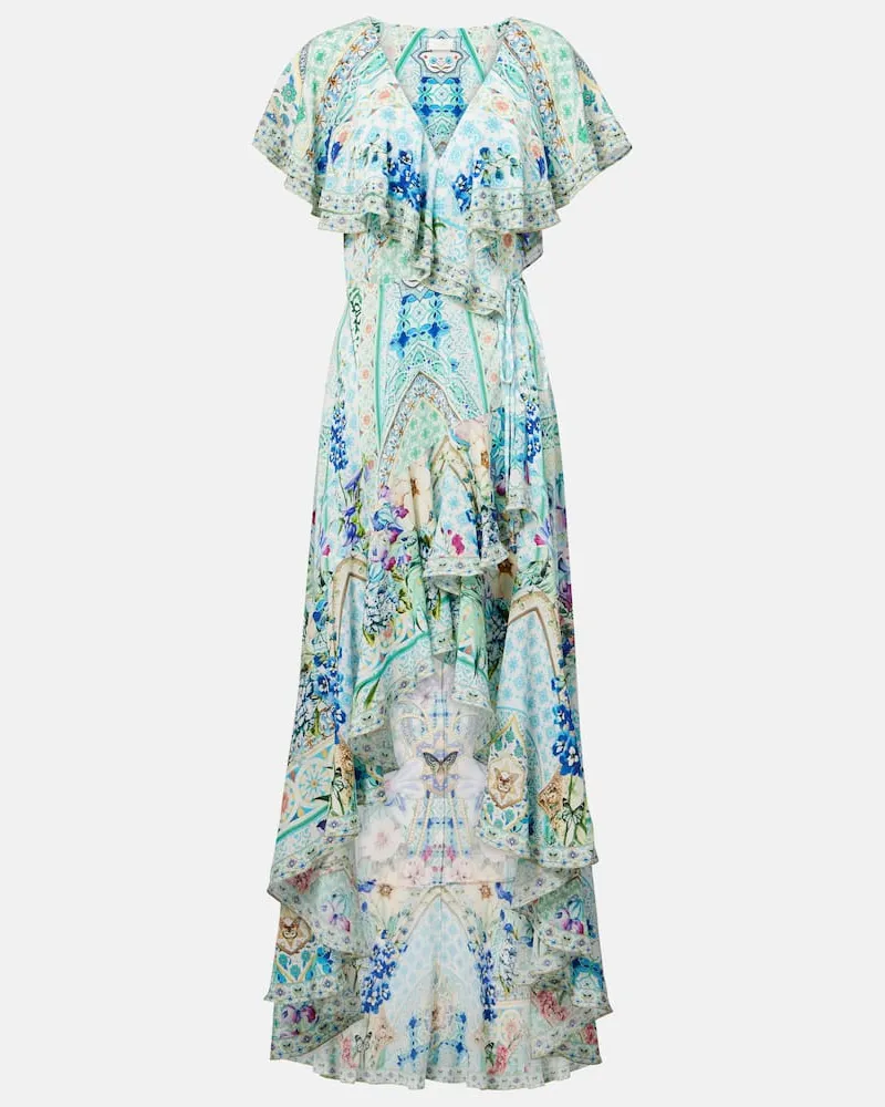 Camilla Wickelkleid aus Seide mit Kristallen Multicolor