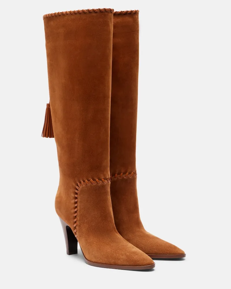 Gianvito Rossi Stiefel aus Veloursleder und Leder Braun