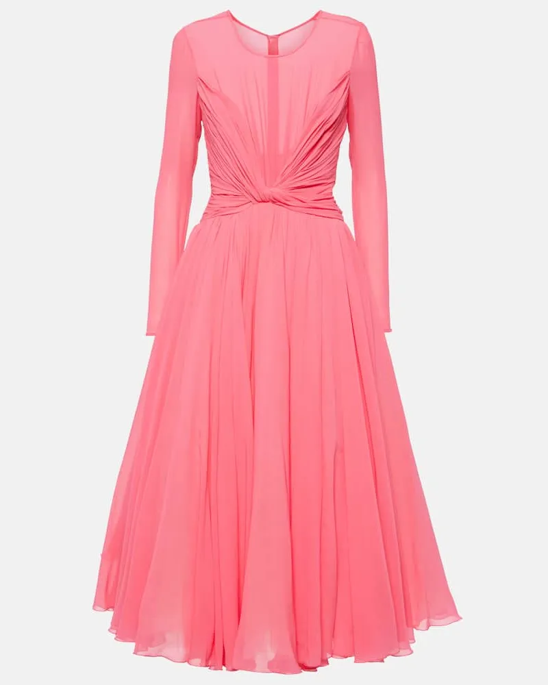 Giambattista Valli Midikleid aus Seiden-Georgette Pink