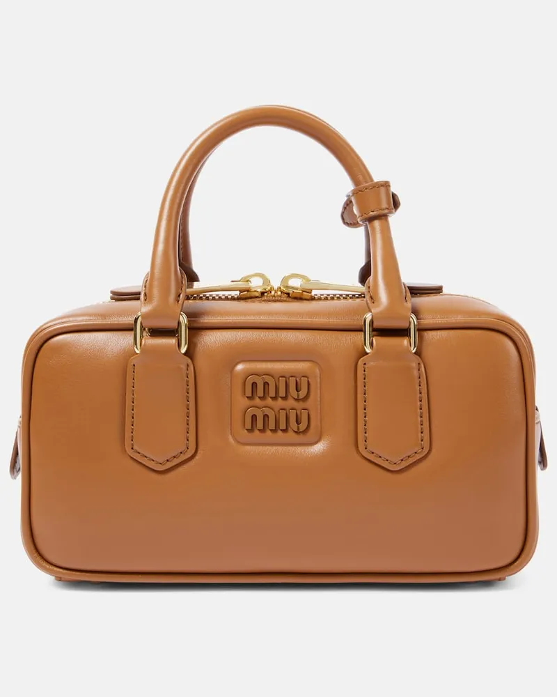 Miu Miu Tote Bag Arcadie Small aus Leder Braun