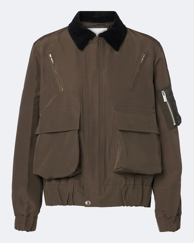Sacai Blouson aus einem Baumwollgemisch Braun