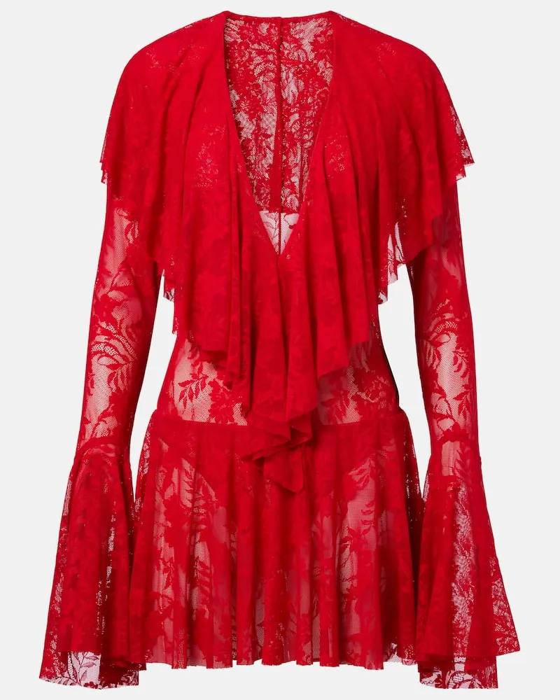 Norma Kamali Minikleid aus Spitze Rot