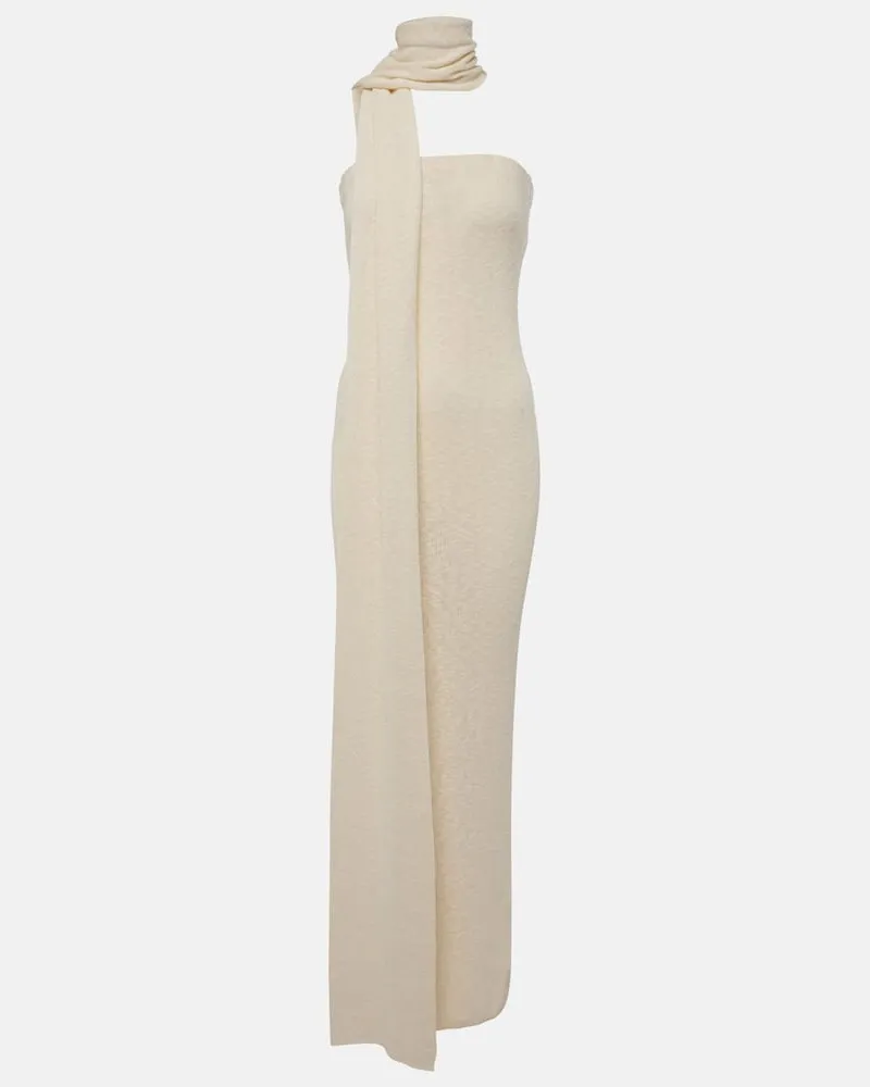 Magda Butrym Maxikleid aus Leinen und Baumwolle Weiß