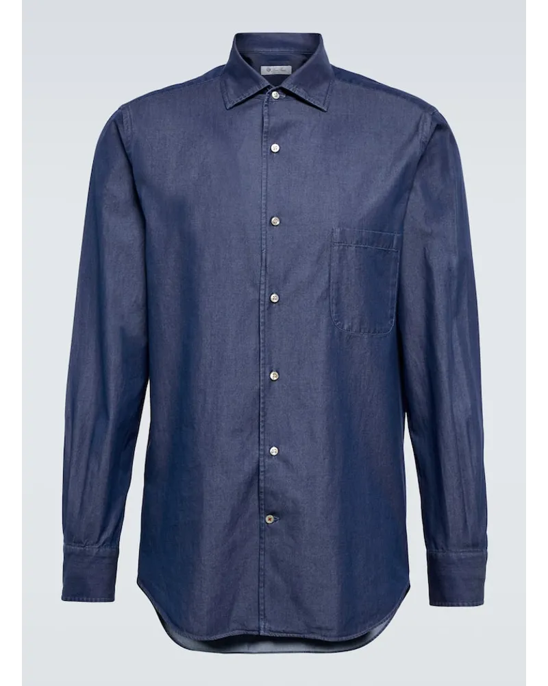 Loro Piana Hemd André aus Baumwolle Blau