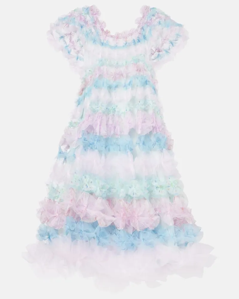 Susan Fang Midikleid Air-Flower aus Tüll Blau