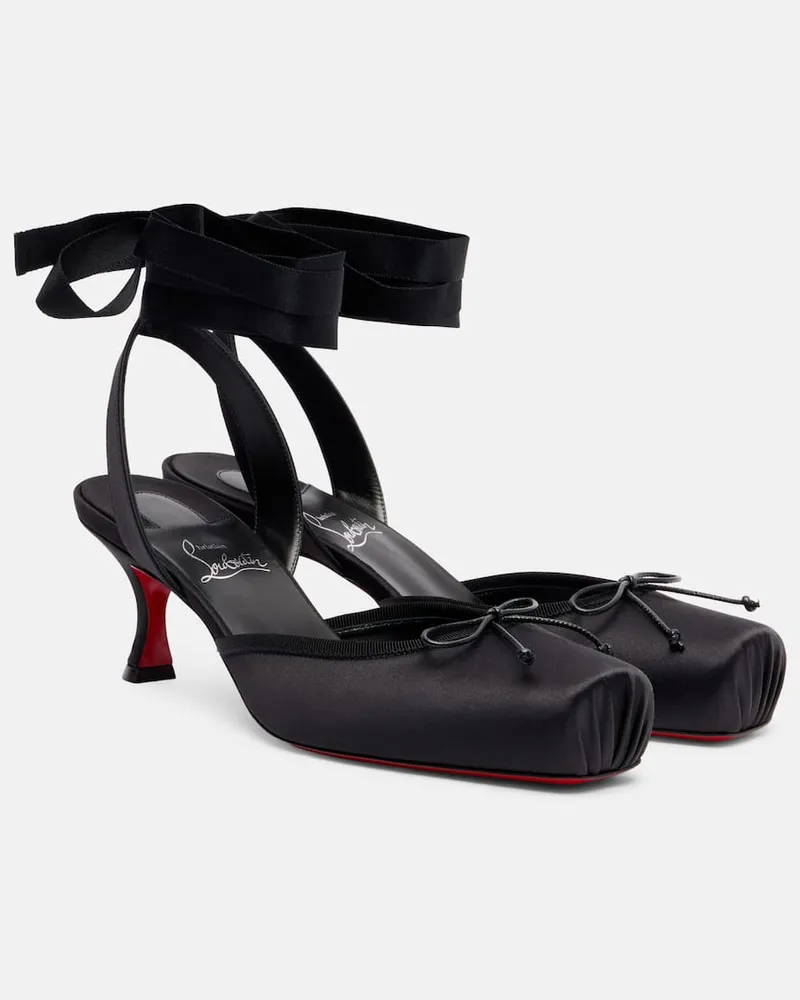 Christian Louboutin Slingback-Pumps Cassia 55 aus Satin Schwarz
