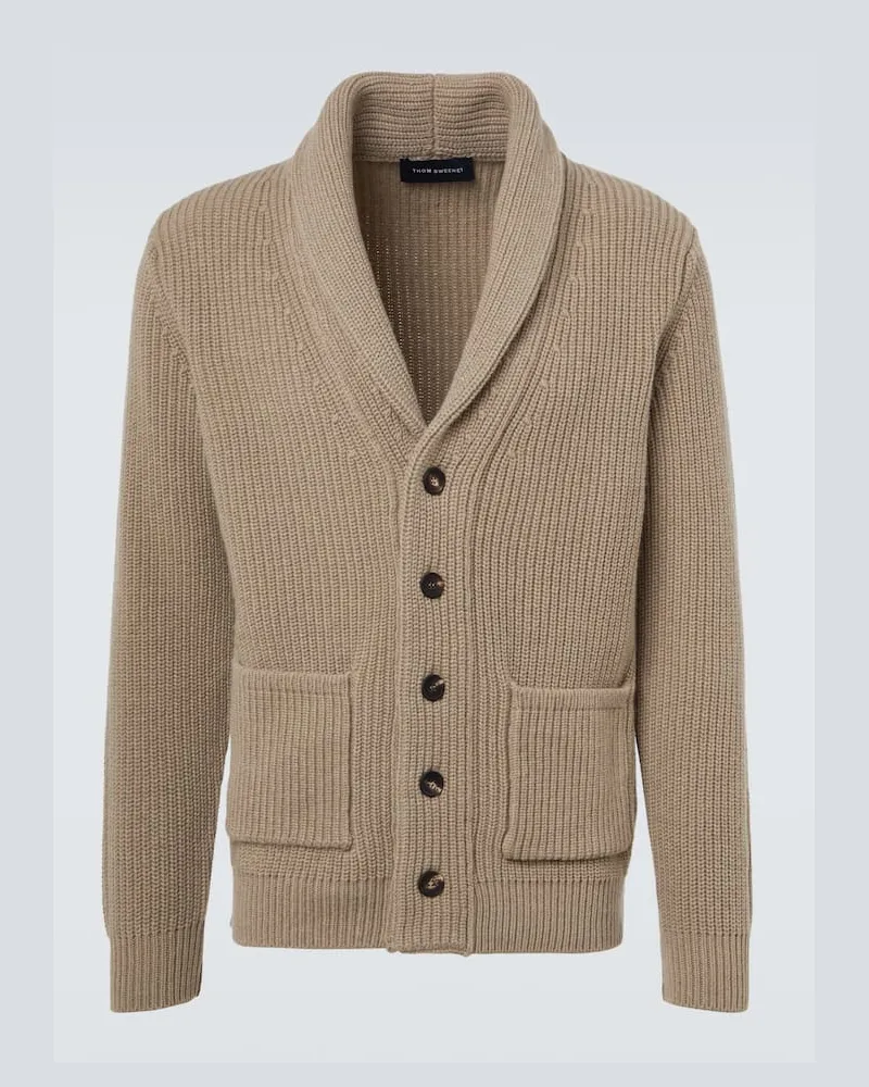 Thom Sweeney Cardigan aus Wolle und Kaschmir Beige