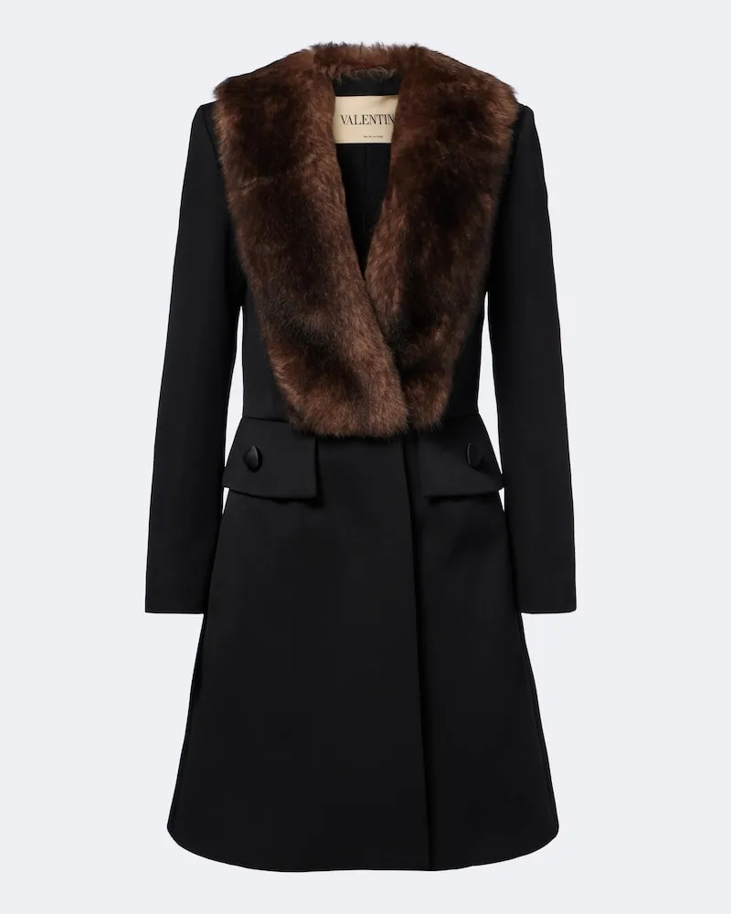 Valentino Garavani Mantel aus Schurwolle Schwarz