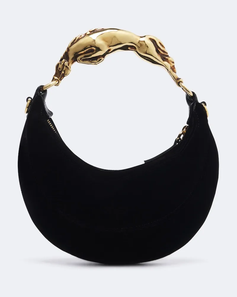 Chloé Chloé Schultertasche Chain Horse Small aus Samt Schwarz