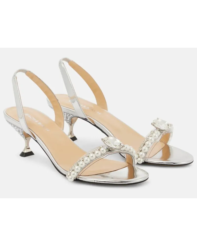 Mach & Mach Verzierte Slingback-Sandalen Diamond Of Elizabeth 55 Silber