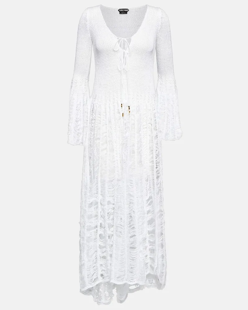 Tom Ford Midikleid aus Baumwolle Nude