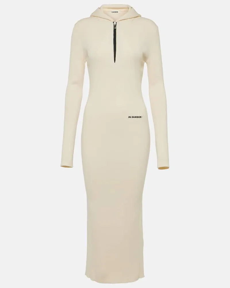 Jil Sander Midikleid aus einem Wollgemisch Beige
