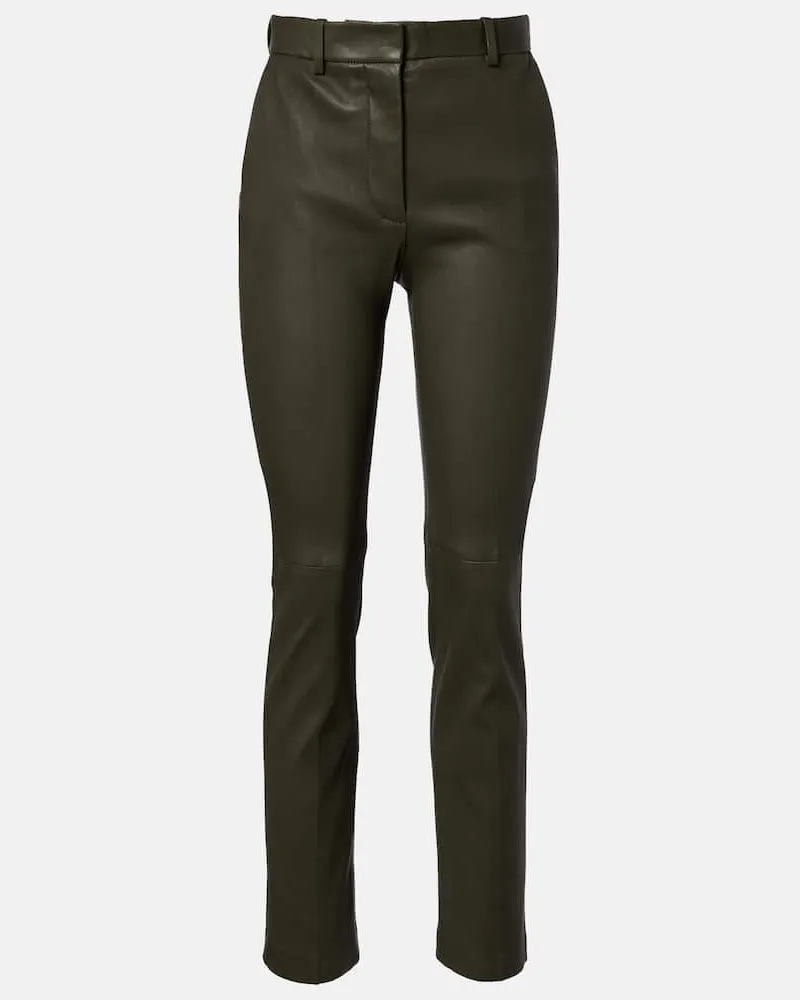 Joseph Schmale Hose aus Leder Grün