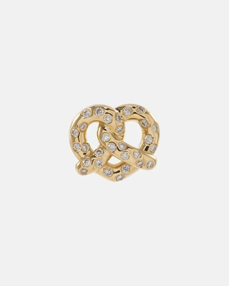 Sydney Evan Einzelner Ohrring Pretzel aus 14kt Gelbgold mit Diamanten Gold