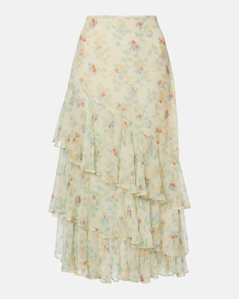Ulla Johnson Midirock Meadow aus Seidenchiffon Grün