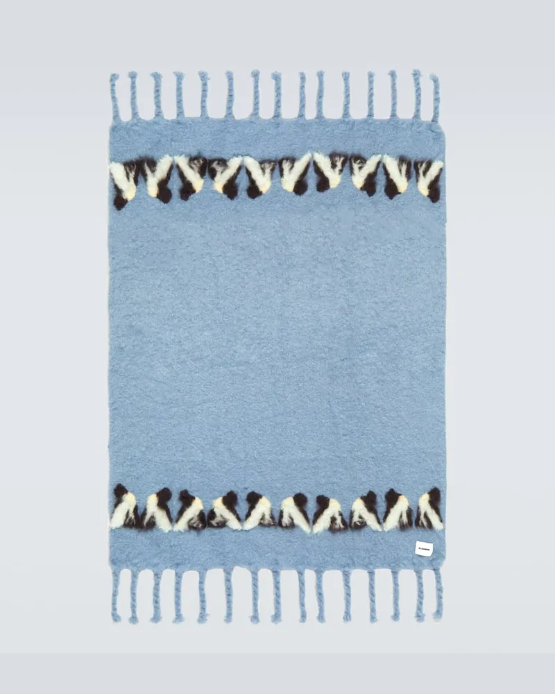 Jil Sander Schal aus einem Mohair-Wollgemisch Blau