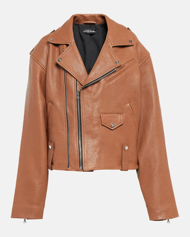 David Koma Oversize-Jacke aus Leder Braun