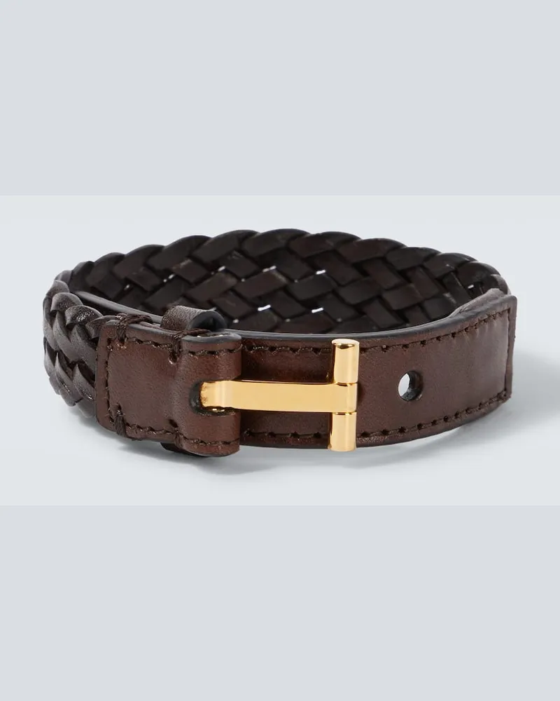 Tom Ford Armband T aus Leder Braun