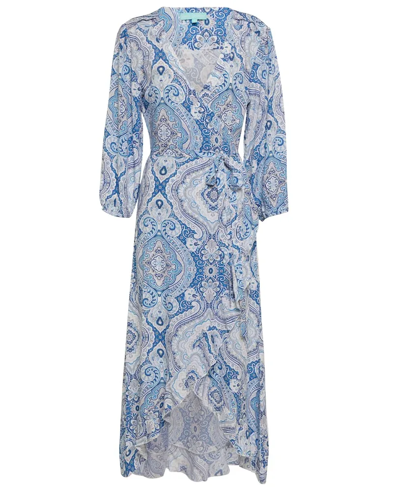 Melissa Odabash Bedrucktes Wickelkleid Taylor Blau