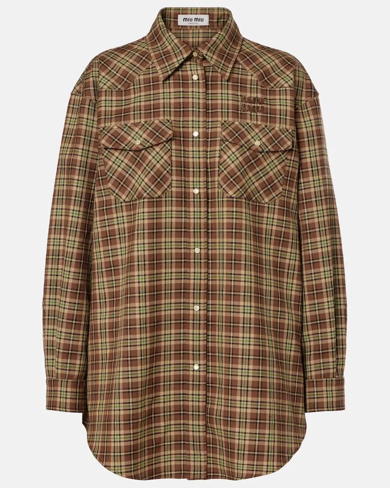 Miu Miu Oversize-Hemd aus Schurwolle Multicolor