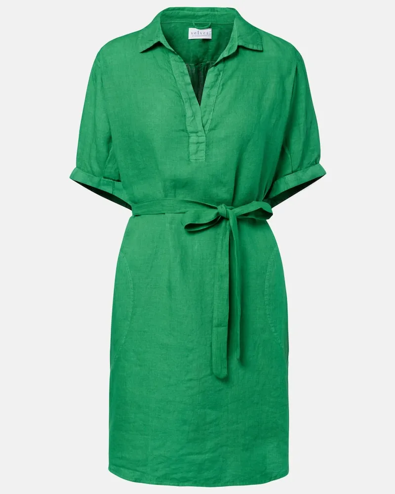 Velvet Minikleid Stella aus Leinen Grün