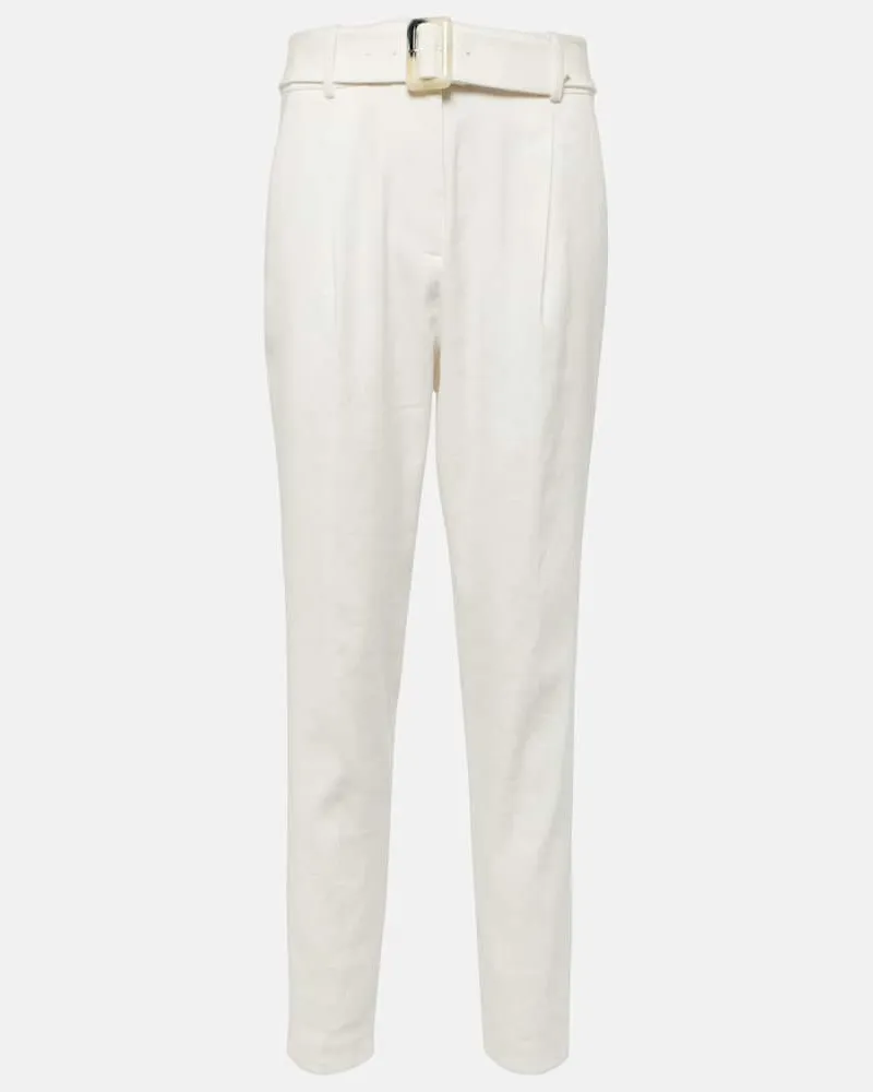 Veronica Beard High-Rise-Hose Sofia aus einem Leinengemisch Neutral