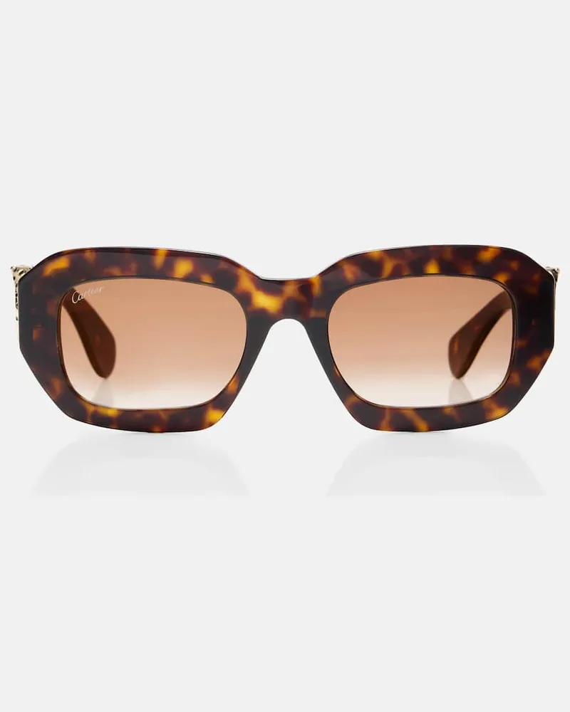Cartier Eckige Sonnenbrille Panthère de Cartier Braun