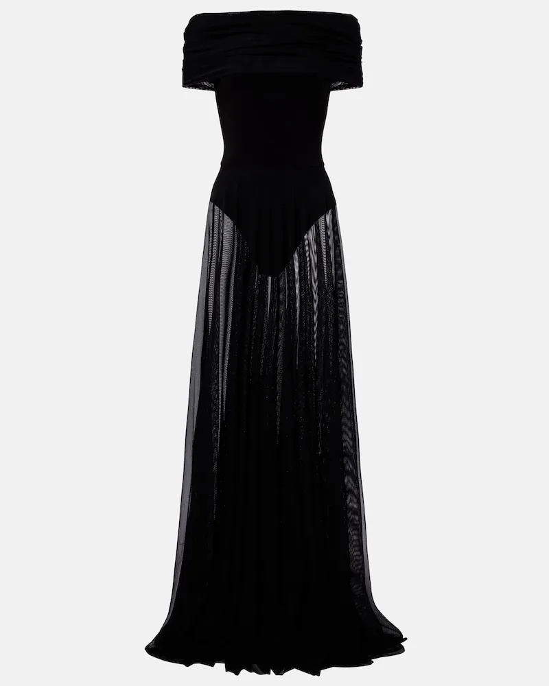 Norma Kamali Maxikleid aus Mesh Schwarz