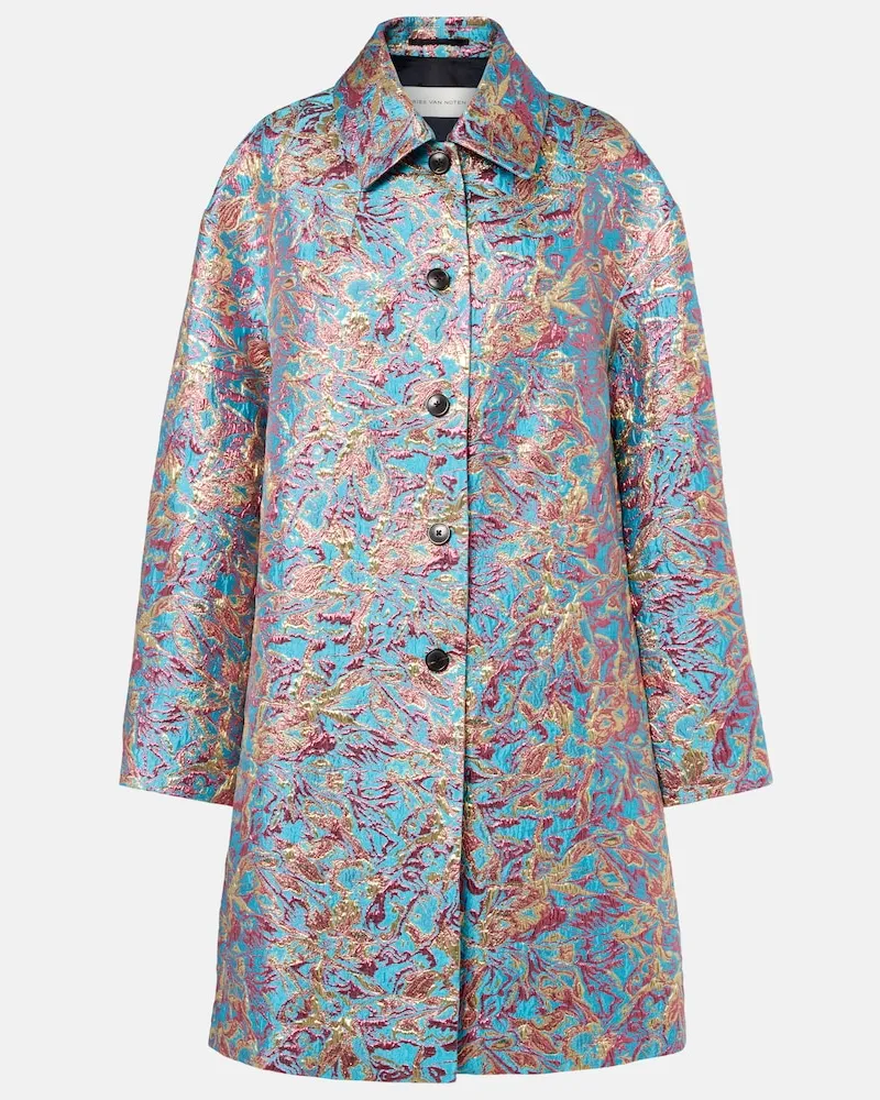 Dries van Noten Mantel aus Brokat Blau