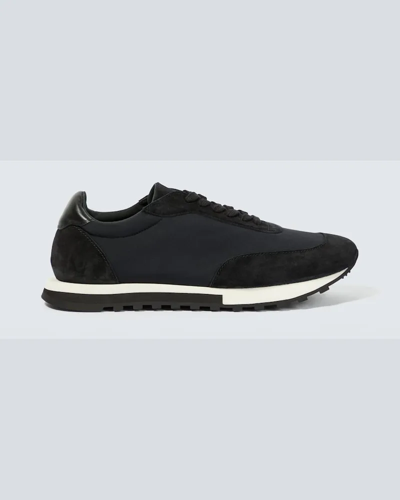 The Row Sneakers Owen Runner mit Veloursleder Schwarz