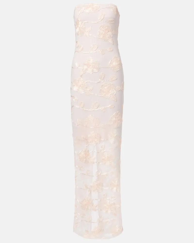 ROTATE Birger Christensen Besticktes Maxikleid aus Mesh Rosa