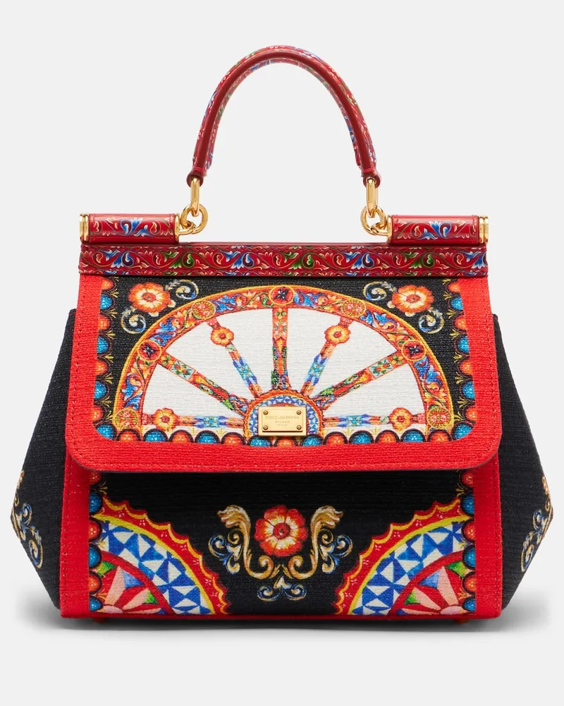 Dolce & Gabbana Henkeltasche Sicily Medium mit Leder Multicolor