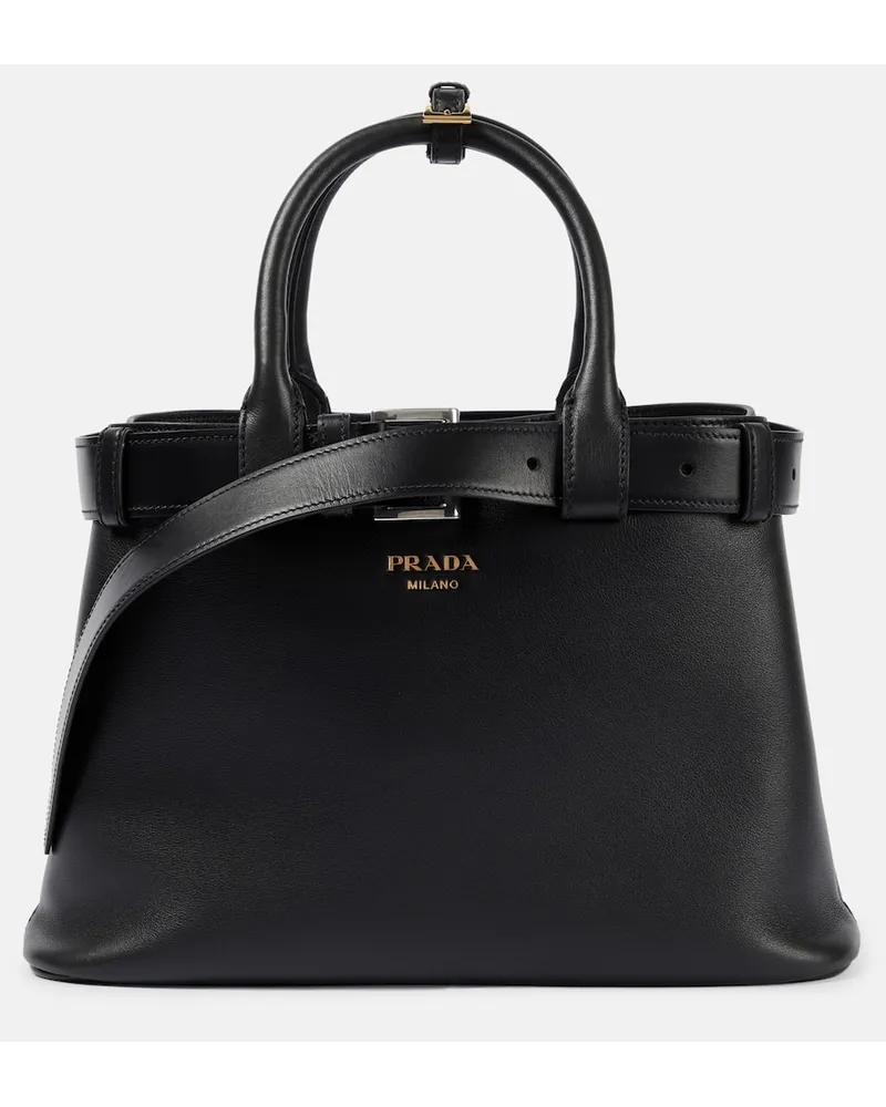 Prada Schultertasche Buckle Medium aus Leder Schwarz