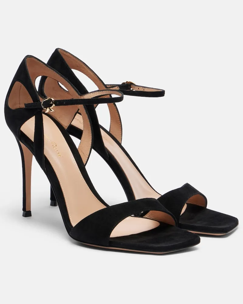 Gianvito Rossi Slingback-Sandalen aus Veloursleder Schwarz