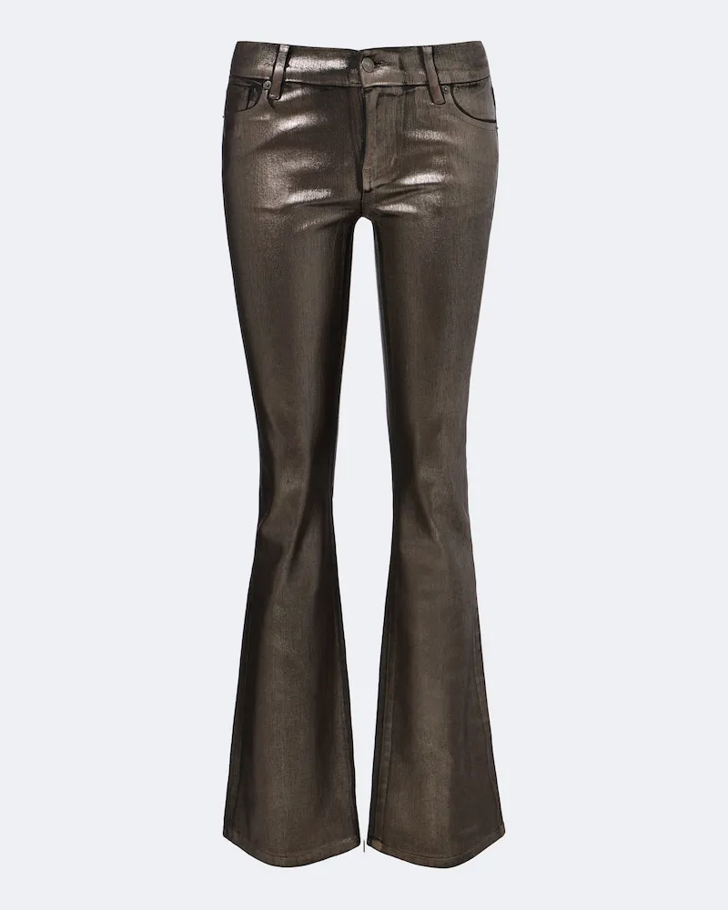 Frame Denim Beschichtete Flared Jeans Rodeo Silber