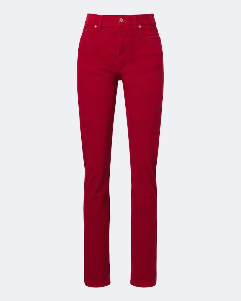 Versace High-Rise Slim Jeans aus Cord Rot
