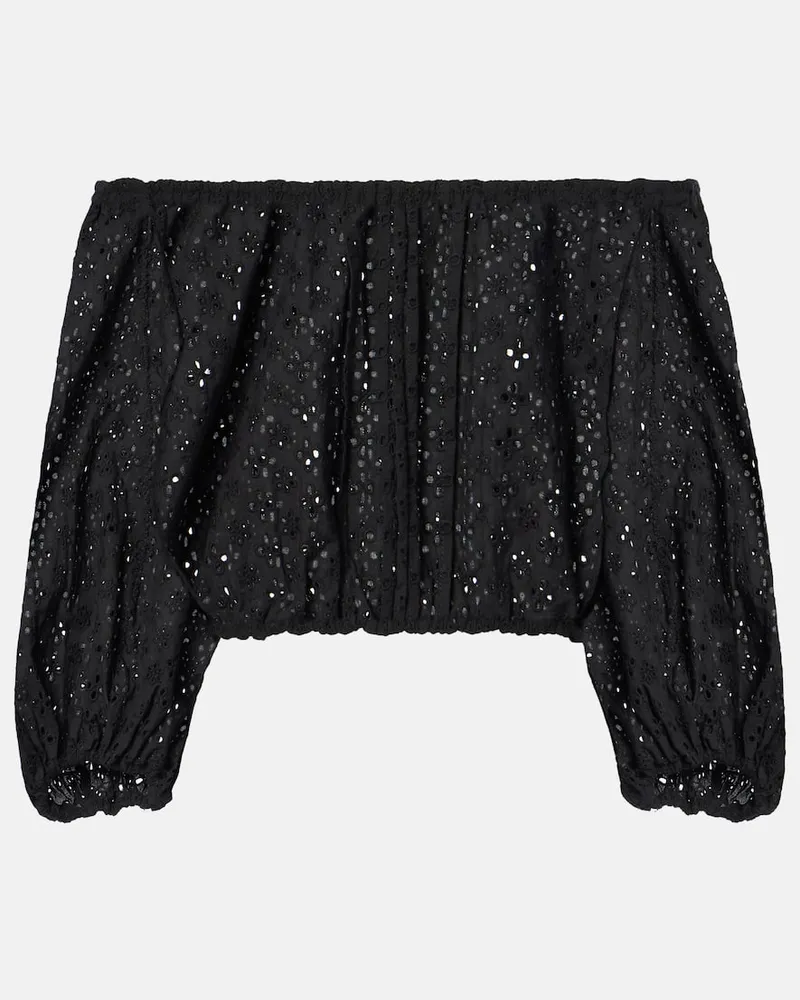 Poupette St Barth Cropped-Top aus Baumwolle Schwarz