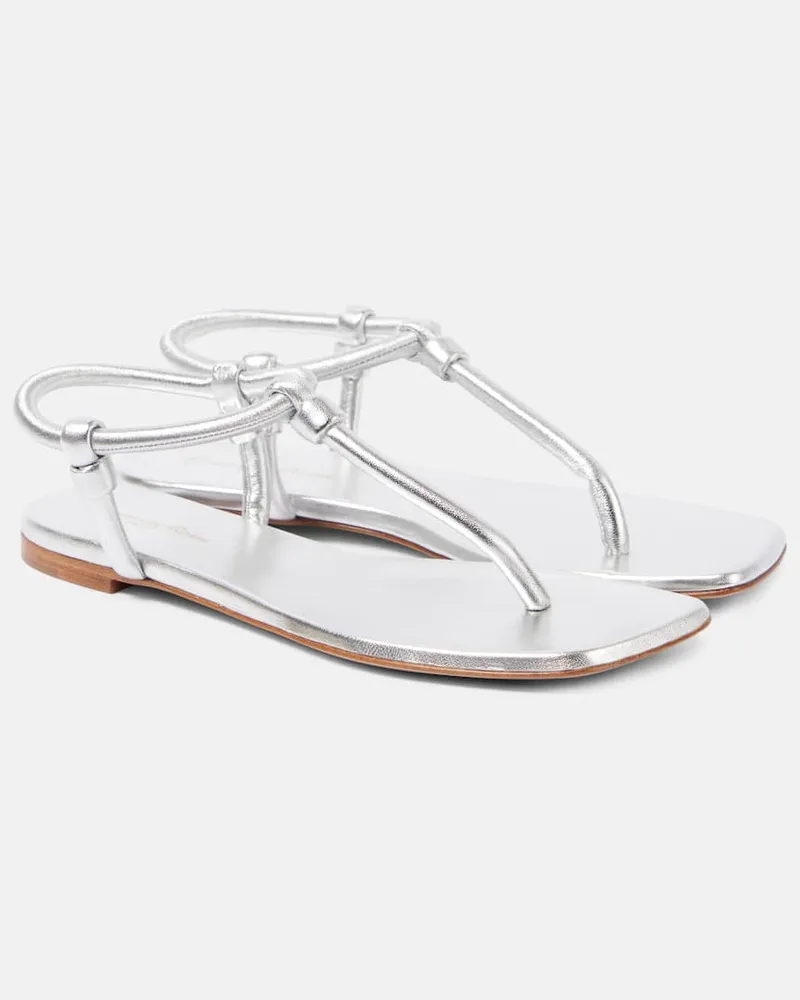 Gianvito Rossi Sandalen Juno aus Metallic-Leder Silber