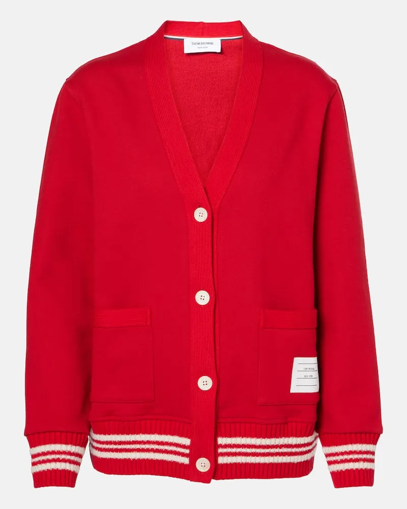Thom Browne Cardigan 4-Bar aus Baumwolle Rot